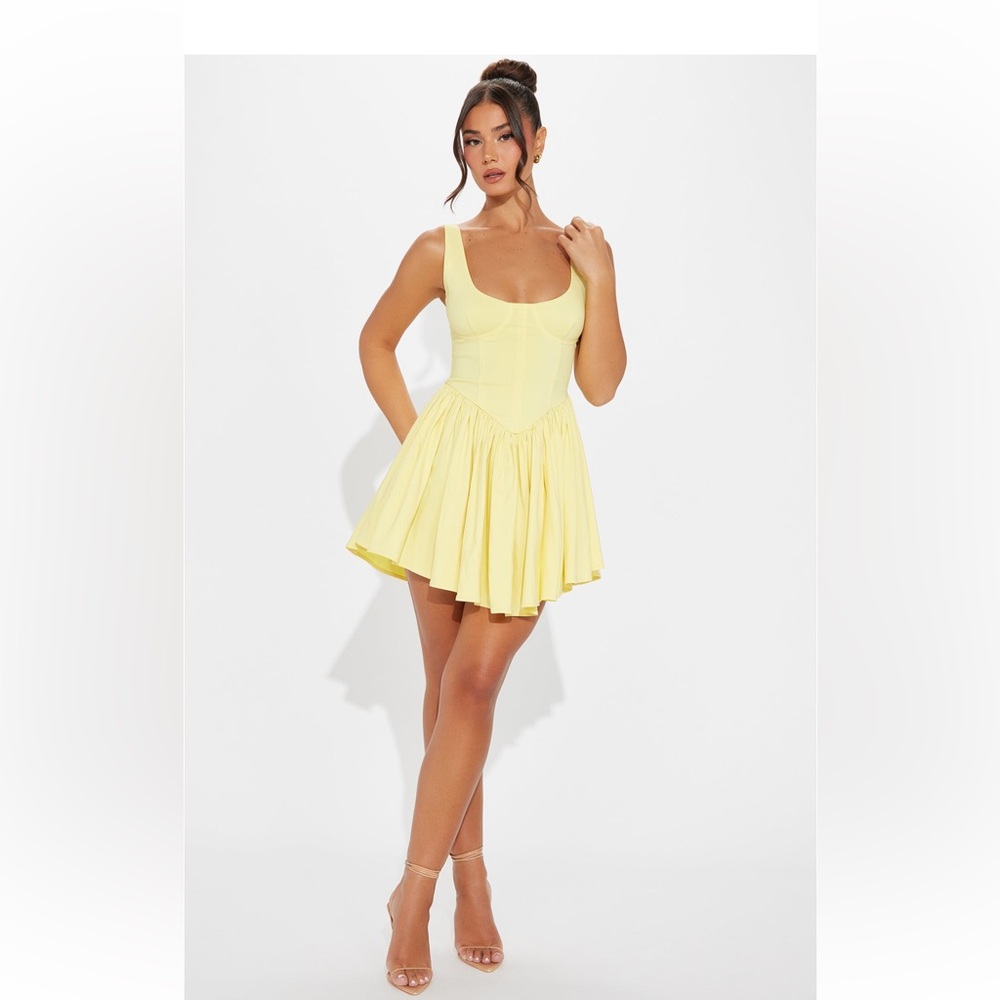 Fashion nova valentine twill mini dress yellow